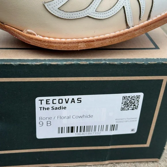 Tecovas The Sadie Meadow Bone Cowboy Boots Size 9 Floral Cream Western Bride - Picture 7 of 15